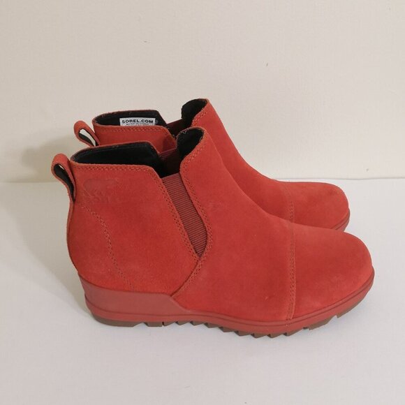 NEW Sorel Women's Evie Pull-On Bootie Waterproof Suede Leather Wedge Ankle Sz 7 - Picture 2 of 7